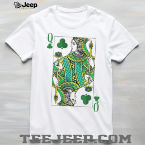 Queen of Clubs Green Playing Card St. Patrick's Day Fashion T Shirt