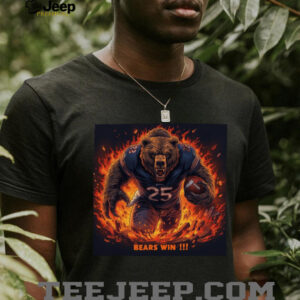 Raging Football Bear “Bears Win” Aggressive Sports Graphic Tee Raging Football Bear “Bears Win” Aggressive Sports Graphic Tee