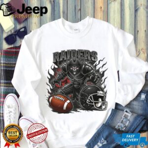 Raiders Skeleton Warrior Football T Shirt Dark Smoke & Flames Raiders Skeleton Warrior Football T Shirt Dark Smoke & Flames