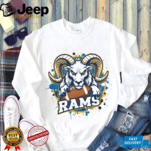 Rams Head Football Splatter Graphic Tee White Rams Head Football Splatter Graphic Tee White