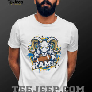 Rams Head Football Splatter Graphic Tee White