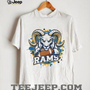 Rams Head Football Splatter Graphic Tee White