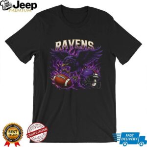 Ravens Purple Fire Football Mascot Black Tee Ravens Purple Fire Football Mascot Black Tee