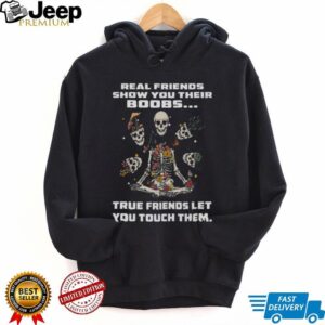 Real Friends Show You Their Boobs Floral Skeleton Yoga T Shirt