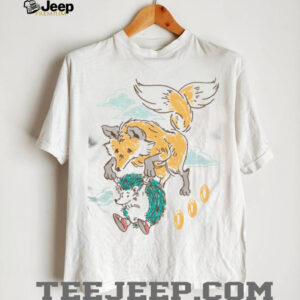 Retro Fox and Hedgehog Flying Sketch Art Animal Illustration T Shirt