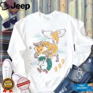 Retro Fox and Hedgehog Flying Sketch Art Animal Illustration T Shirt
