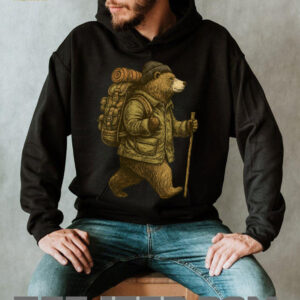 Retro Hiking Bear with Backpack and Walking Stick T Shirt Retro Hiking Bear with Backpack and Walking Stick T Shirt