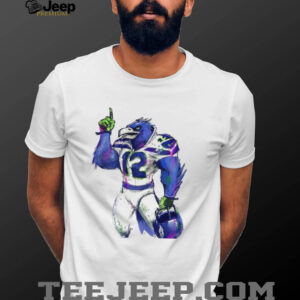 Retro Sketch Seattle Football Hawk Mascot #12 T Shirt