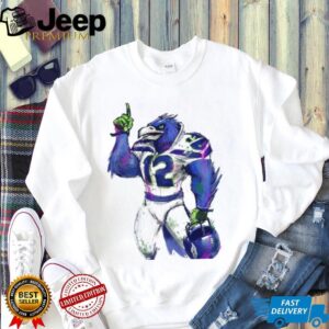 Retro Sketch Seattle Football Hawk Mascot #12 T Shirt