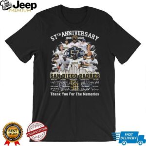 San Diego Padres 57th Anniversary (1969 2026) Team Legends Signature T Shirt