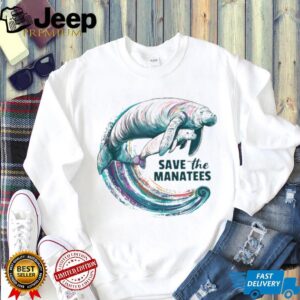 Save The Manatees Artistic Watercolor Ocean Life Graphic T Shirt