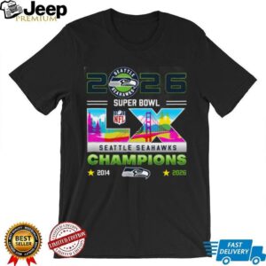Seahawks Super Bowl LX 2026 Champions Santa Clara Bridge Graphic Tee