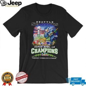 Seahawks Super Bowl LX Champions “The Sweep” Victory Road T Shirt Seahawks Super Bowl LX Champions “The Sweep” Victory Road T Shirt