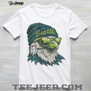 Seattle Osprey Eagle with Sunglasses and Beanie Vintage Style T Shirt