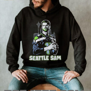 Seattle Sam Football Quarterback Skyline Player Graphic Shirt Seattle Sam Football Quarterback Skyline Player Graphic Shirt