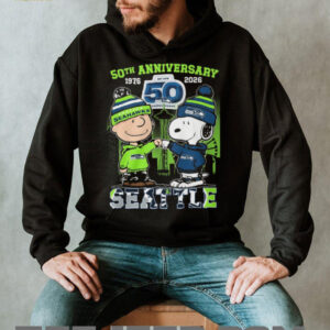 Seattle Seahawks 50th Anniversary 1976 2026 Snoopy and Charlie Brown T Shirt