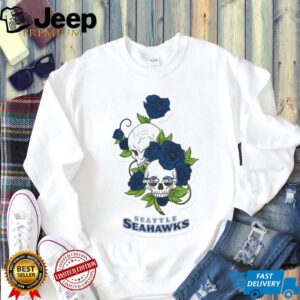 Seattle Seahawks Floral Skulls and Blue Roses Edgy Fan Art Design Seattle Seahawks Floral Skulls and Blue Roses Edgy Fan Art Design