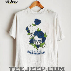 Seattle Seahawks Floral Skulls and Blue Roses Edgy Fan Art Design