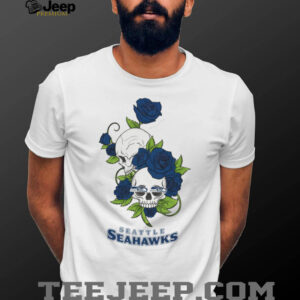 Seattle Seahawks Floral Skulls and Blue Roses Edgy Fan Art Design