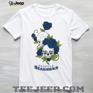 Seattle Seahawks Floral Skulls and Blue Roses Edgy Fan Art Design