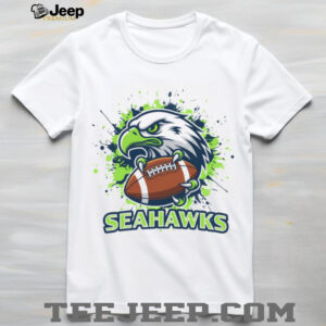 Seattle Seahawks Football T Shirt Hawk Talon Paint Splash Graphic