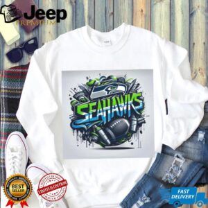 Seattle Seahawks Graffiti Art Style Football Fans Graphic T Shirt