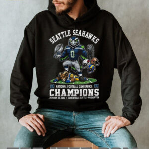 Seattle Seahawks NFC Champions 2026 Mascot Victory Graphic T Shirt Seattle Seahawks NFC Champions 2026 Mascot Victory Graphic T Shirt
