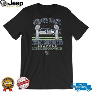 Seattle Seahawks Super Bowl Champions Dual Trophy XLVIII & LX T Shirt