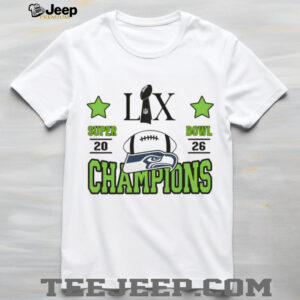 Seattle Seahawks Super Bowl LX 2026 Champions Minimalist Trophy Tee
