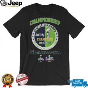Seattle Seahawks Super Bowl LX Champions 2025 2026 Two Time Winners Tee