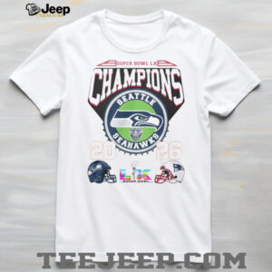Seattle Seahawks Super Bowl LX Champions 2026 Helmet Matchup White T Shirt