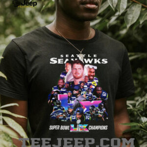 Seattle Seahawks Super Bowl LX Champions 2026 Roster Player Montage Tee Seattle Seahawks Super Bowl LX Champions 2026 Roster Player Montage Tee