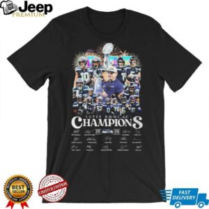 Seattle Seahawks Super Bowl LX Champions 2026 Signatures T Shirt Seattle Seahawks Super Bowl LX Champions 2026 Signatures T Shirt
