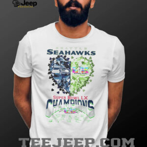 Seattle Seahawks Super Bowl LX Champions Diamond Heart Logo White T Shirt Seattle Seahawks Super Bowl LX Champions Diamond Heart Logo White T Shirt