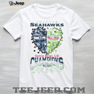 Seattle Seahawks Super Bowl LX Champions Diamond Heart Logo White T Shirt