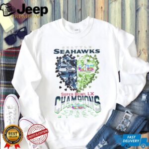 Seattle Seahawks Super Bowl LX Champions Diamond Heart Logo White T Shirt