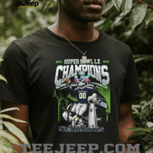 Seattle Seahawks Super Bowl LX Champions Mascot & Trophy T Shirt Seattle Seahawks Super Bowl LX Champions Mascot & Trophy T Shirt