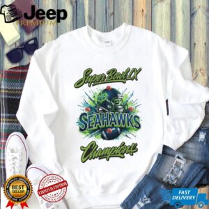 Seattle Seahawks Super Bowl LX Champions Skull Helmet Graphic Tee Seattle Seahawks Super Bowl LX Champions Skull Helmet Graphic Tee