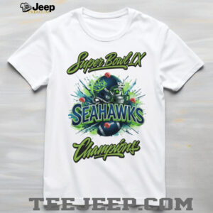 Seattle Seahawks Super Bowl LX Champions Skull Helmet Graphic Tee