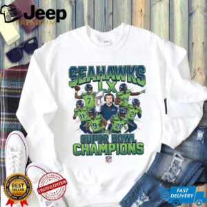 Seattle Seahawks Super Bowl LX Champions Team & Coach Caricature Shirt Seattle Seahawks Super Bowl LX Champions Team & Coach Caricature Shirt