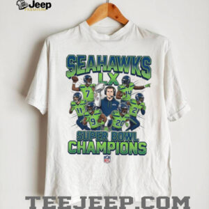 Seattle Seahawks Super Bowl LX Champions Team & Coach Caricature Shirt