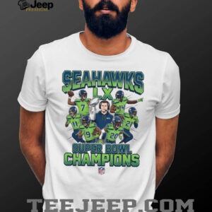 Seattle Seahawks Super Bowl LX Champions Team & Coach Caricature Shirt