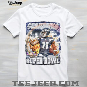 Seattle Seahawks Super Bowl LX Football Player Fire Graphic PNG