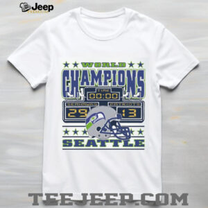 Seattle Seahawks vs Patriots 29 13 Scoreboard World Champions T Shirt