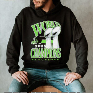 Seattle Washington World Champions 2025 Double Trophy Lime Green T Shirt