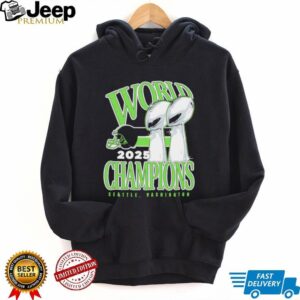 Seattle Washington World Champions 2025 Double Trophy Lime Green T Shirt