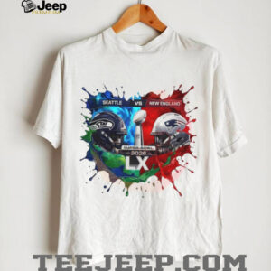 Seattle vs New England Super Bowl LX 2026 Paint Splash T shirt