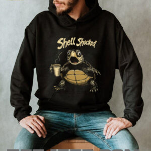 Shell Shocked Turtle Drinking Coffee Funny Pun T Shirt Shell Shocked Turtle Drinking Coffee Funny Pun T Shirt