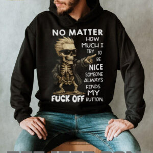 Skeleton Biker “Found My Fuck Off Button” Sarcastic T Shirt