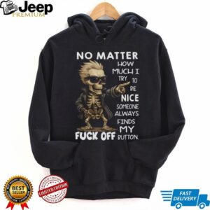 Skeleton Biker “Found My Fuck Off Button” Sarcastic T Shirt